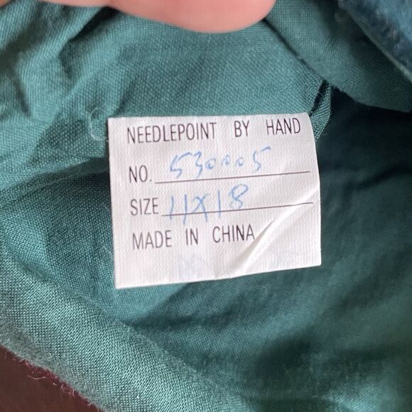 Vtg Red Green Needlepoint Christmas Stocking Wool Embroidery Gift Bear Tree - Picture 5 of 5